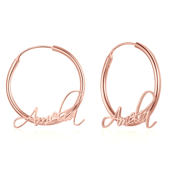 Rhodium Plated Name Earrings