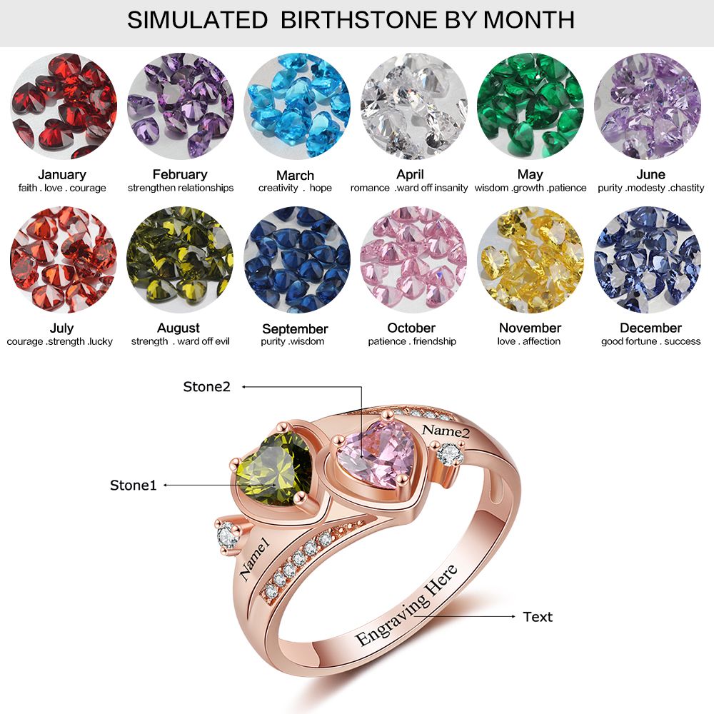 Birthstone & Engraved Silver Ring