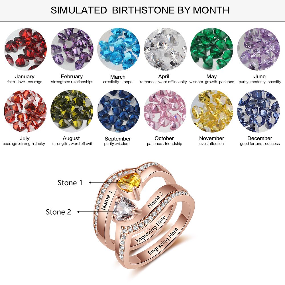 Silver Couple Heart CZ Ring