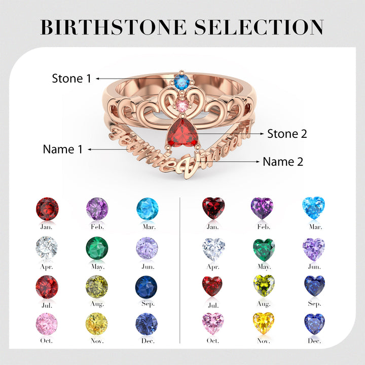 3D Birthstone Crown Ring