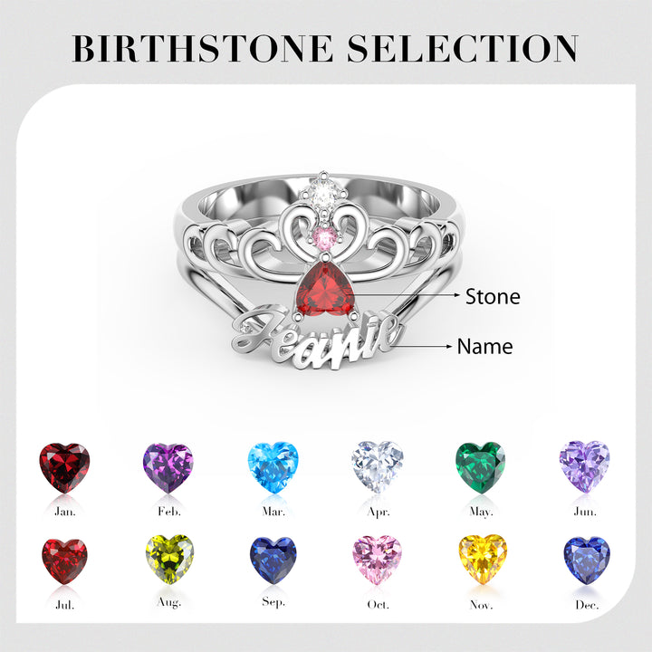 3D Birthstone Crown Ring