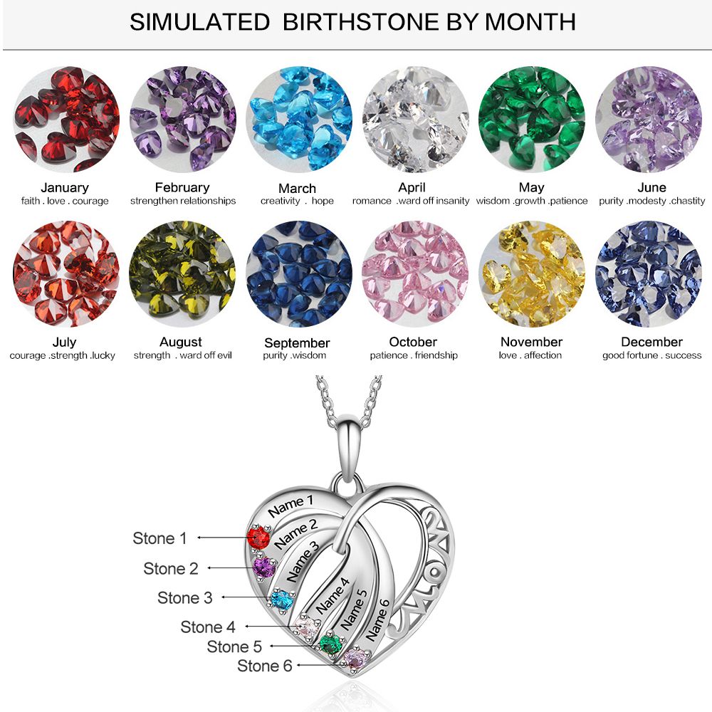 Birthstones Heart Necklace