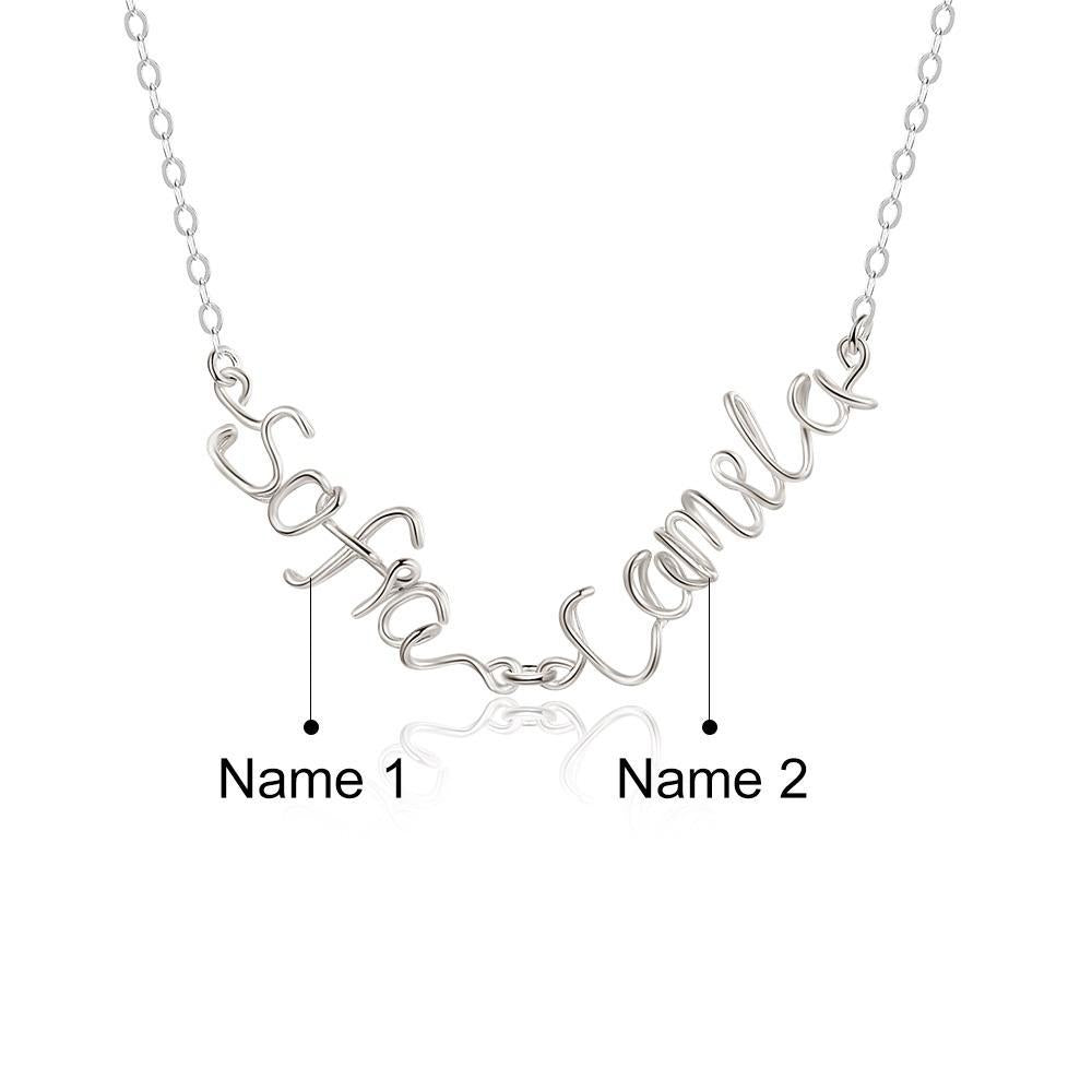 Silver Double Names Necklace