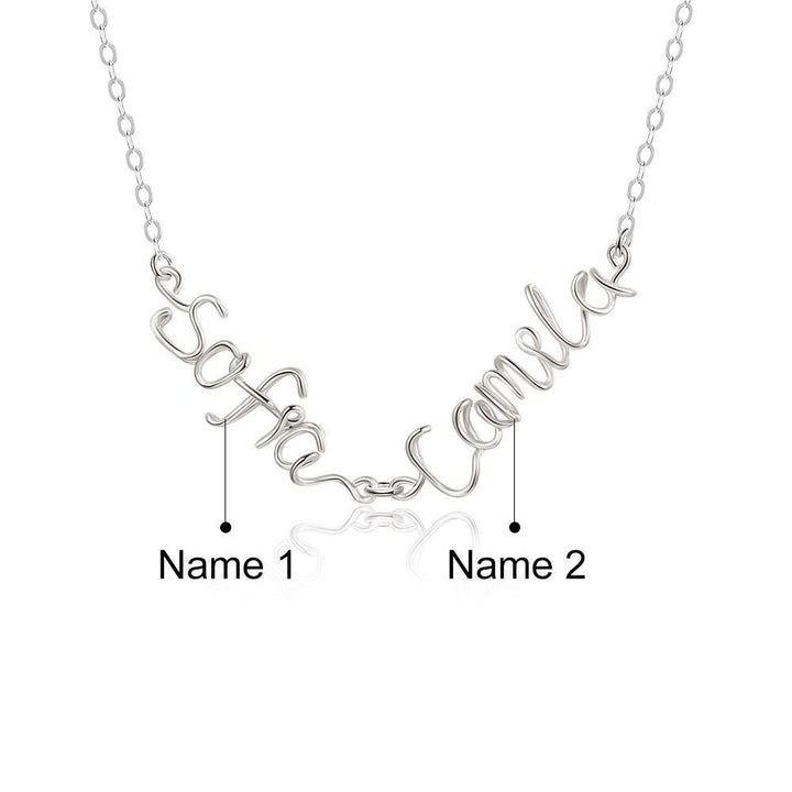 Silver Double Names Necklace
