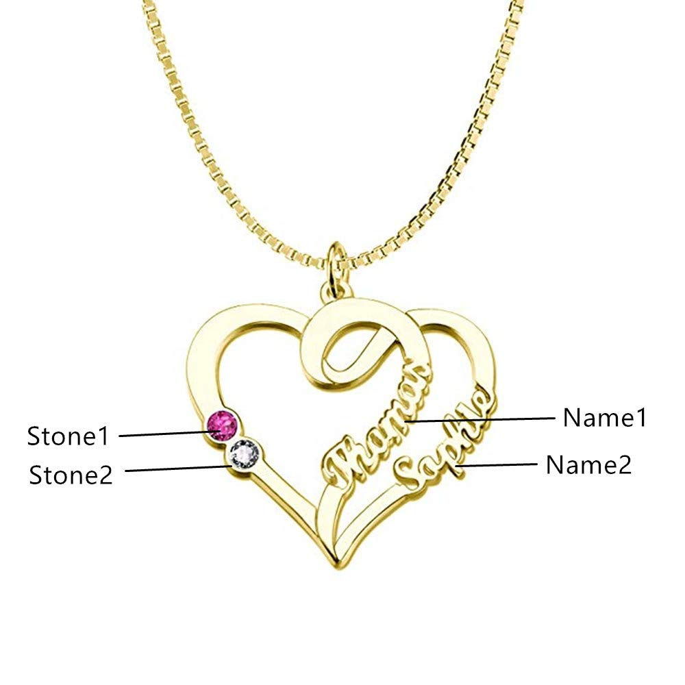 Custom Heart Birthstone Necklace
