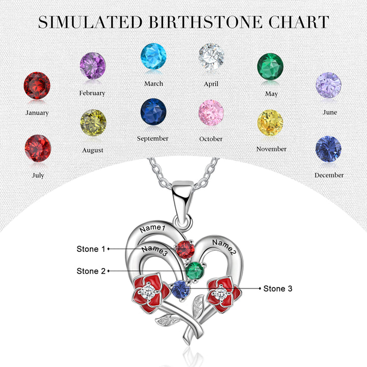 Silver Heart Flower Necklace