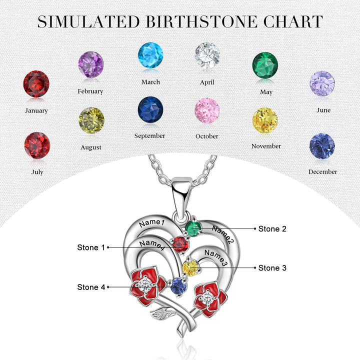 Silver Heart Flower Necklace