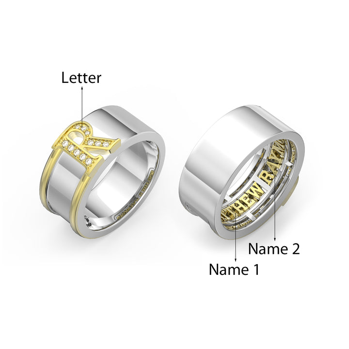 Custom 3D Letter Couple Ring