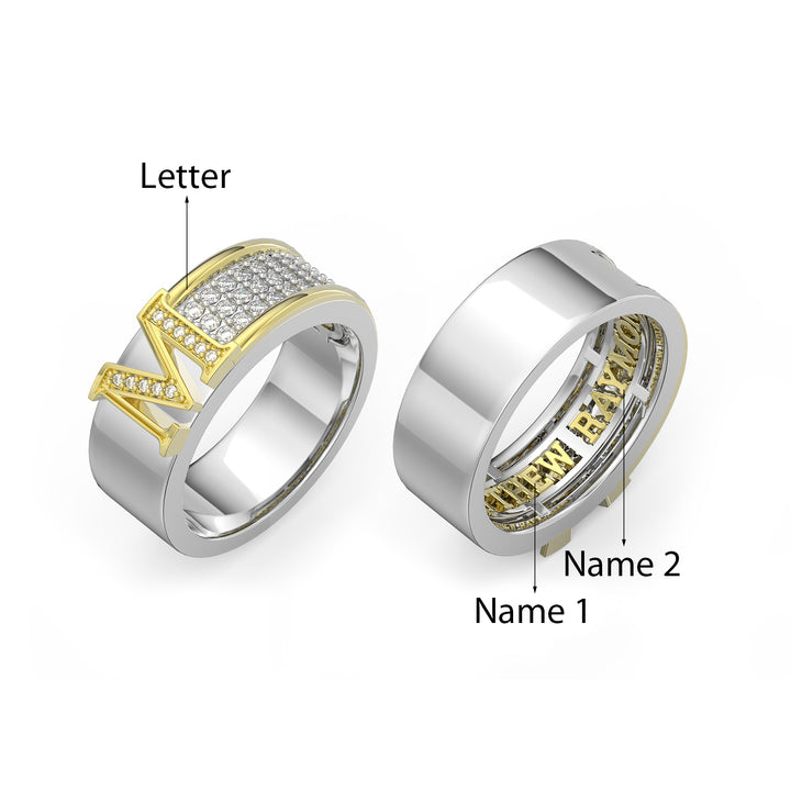 Custom 3D Letter Couple Ring