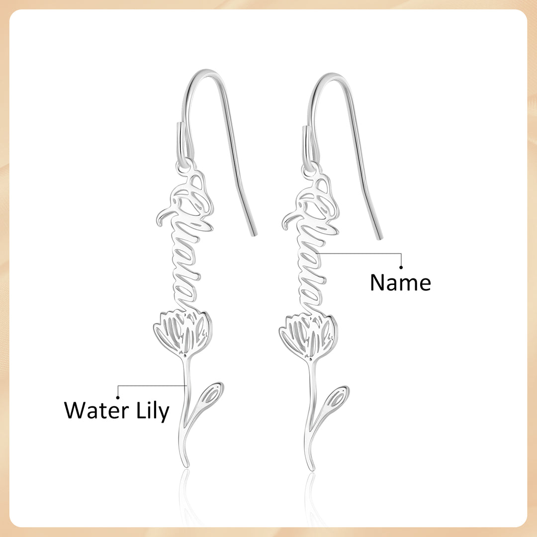 Birthflower Name Earring