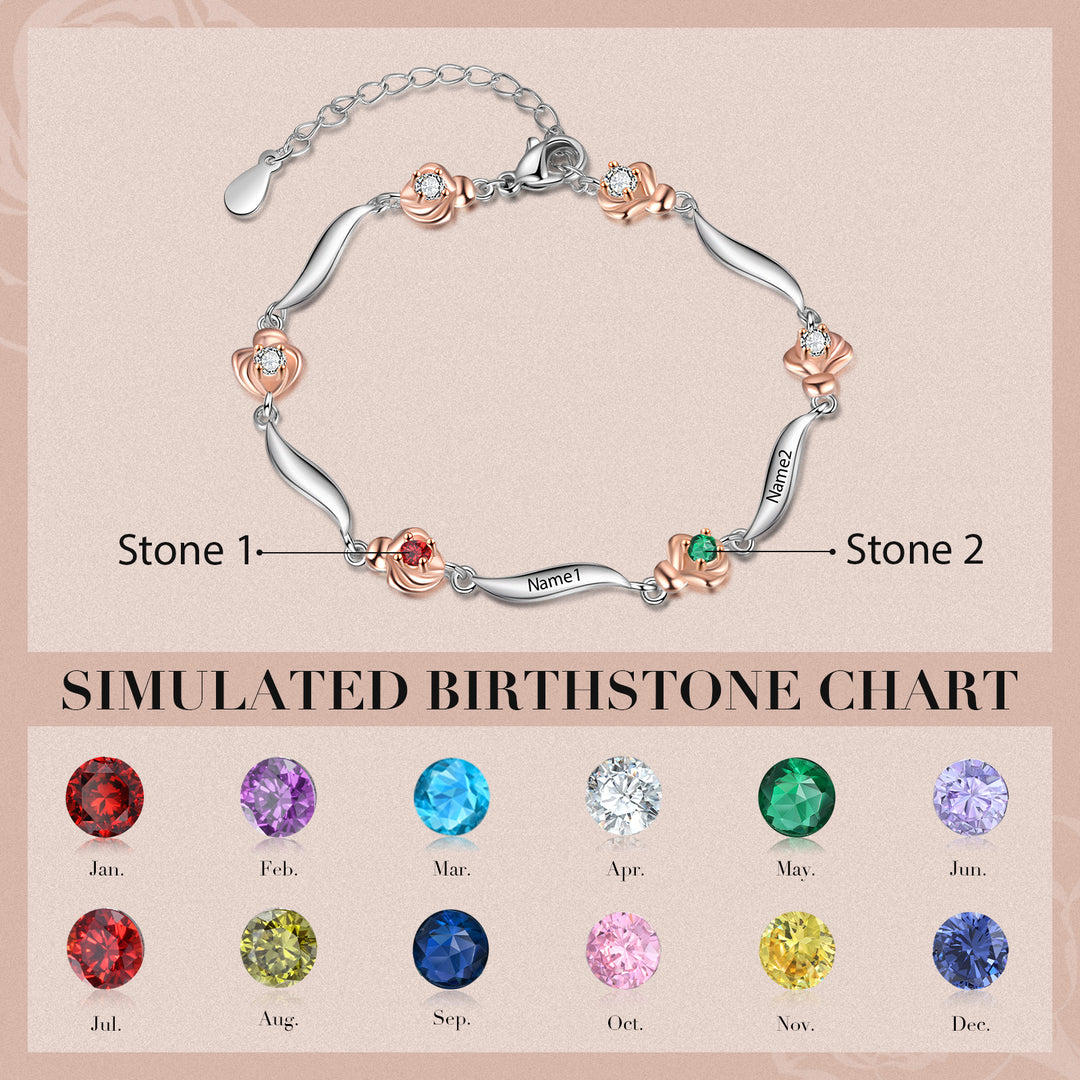 Rhodium Plated Rose Bracelet