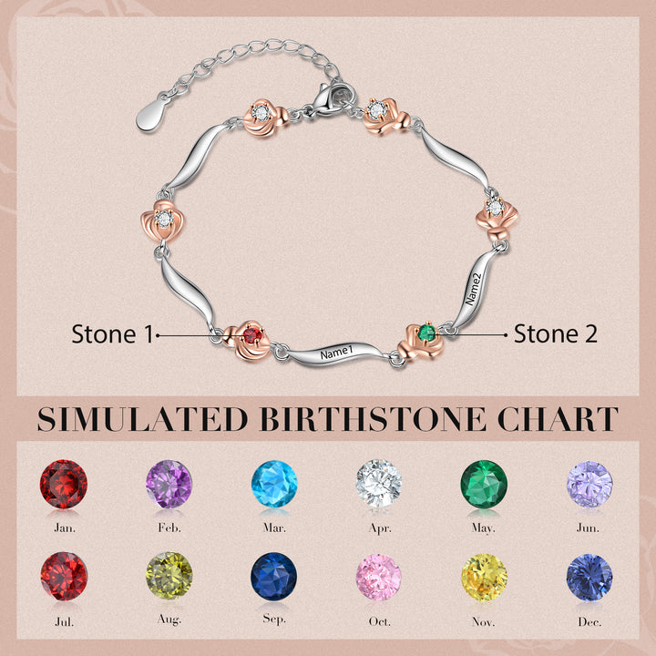 Rhodium Plated Rose Bracelet