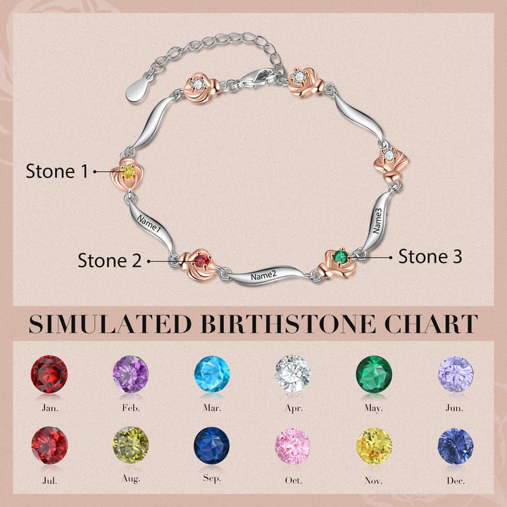 Rhodium Plated Rose Bracelet