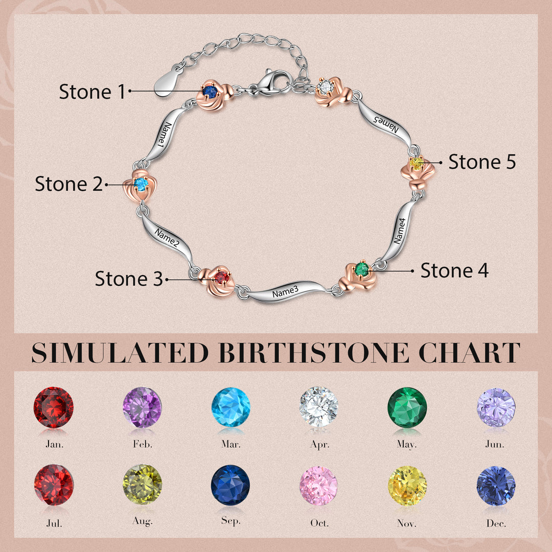Rhodium Plated Rose Bracelet