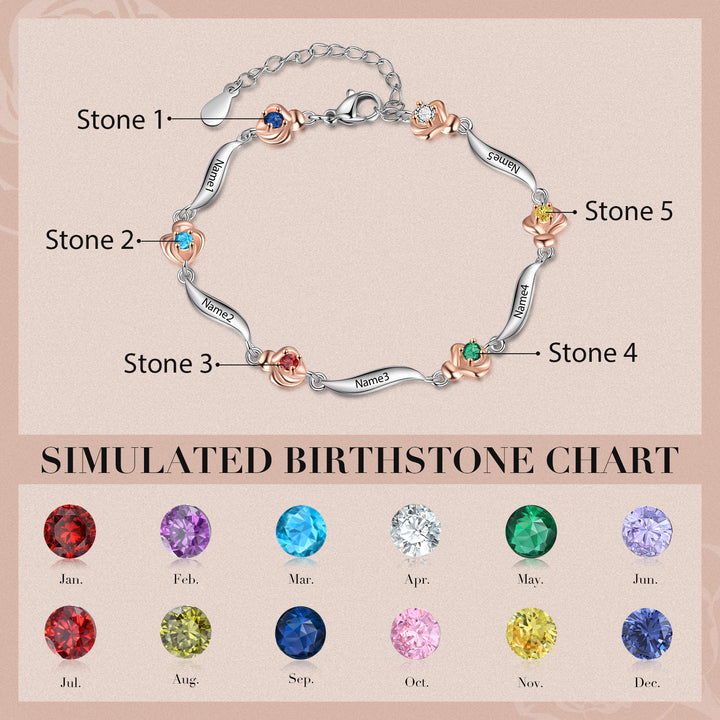 Rhodium Plated Rose Bracelet