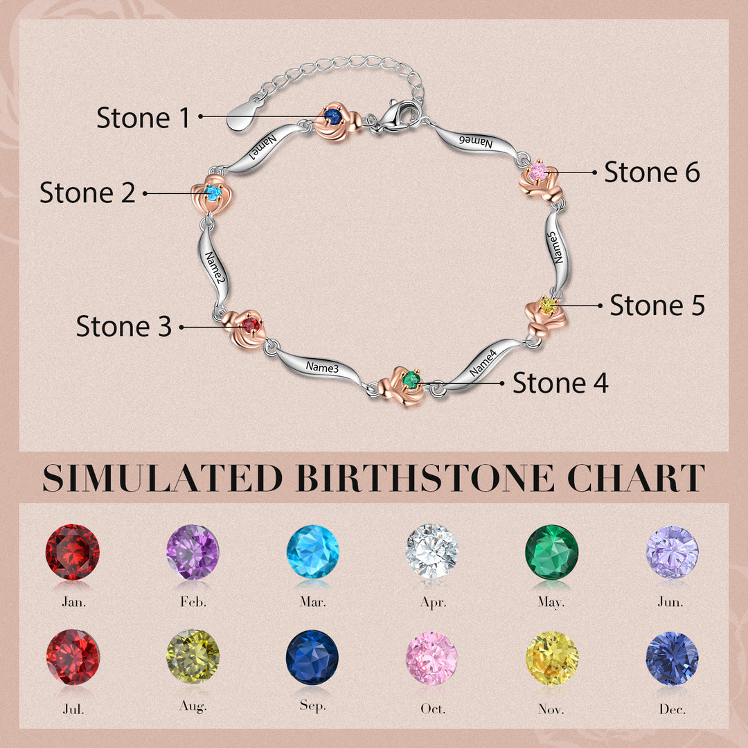 Rhodium Plated Rose Bracelet