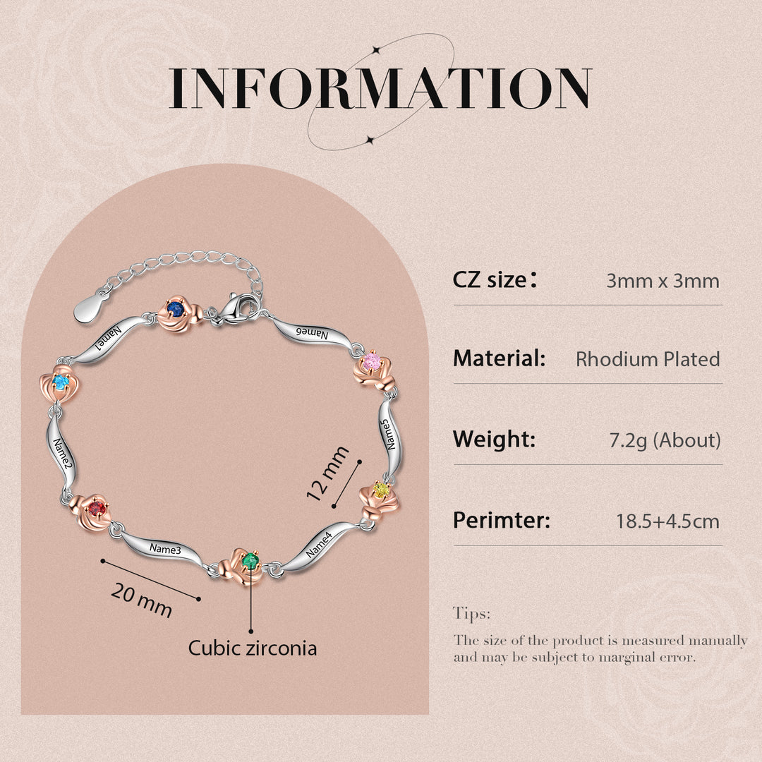 Rhodium Plated Rose Bracelet