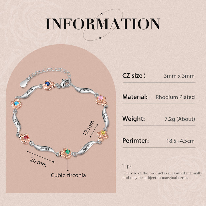 Rhodium Plated Rose Bracelet