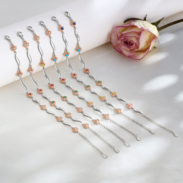 Rhodium Plated Rose Bracelet