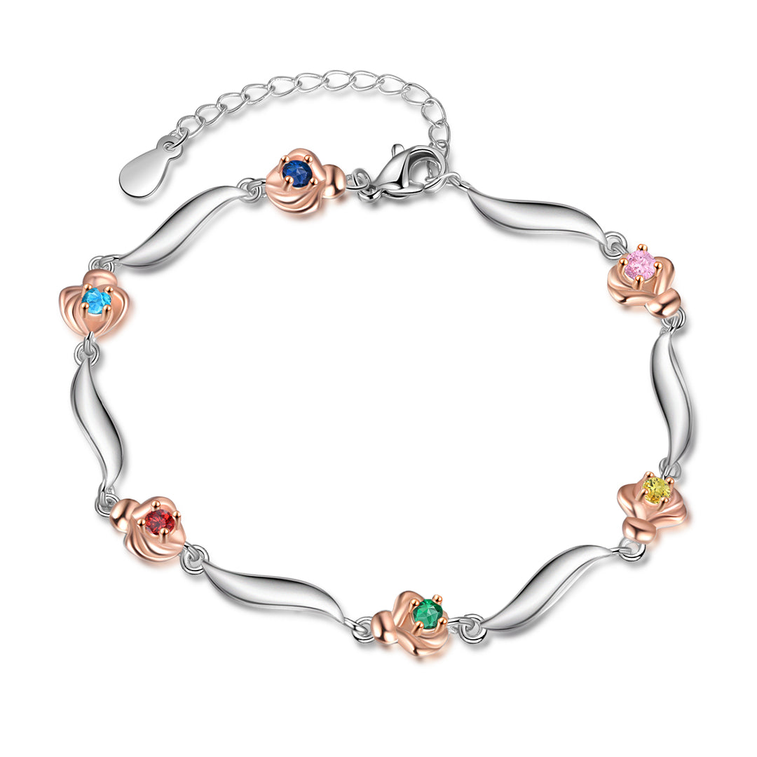 Rhodium Plated Rose Bracelet