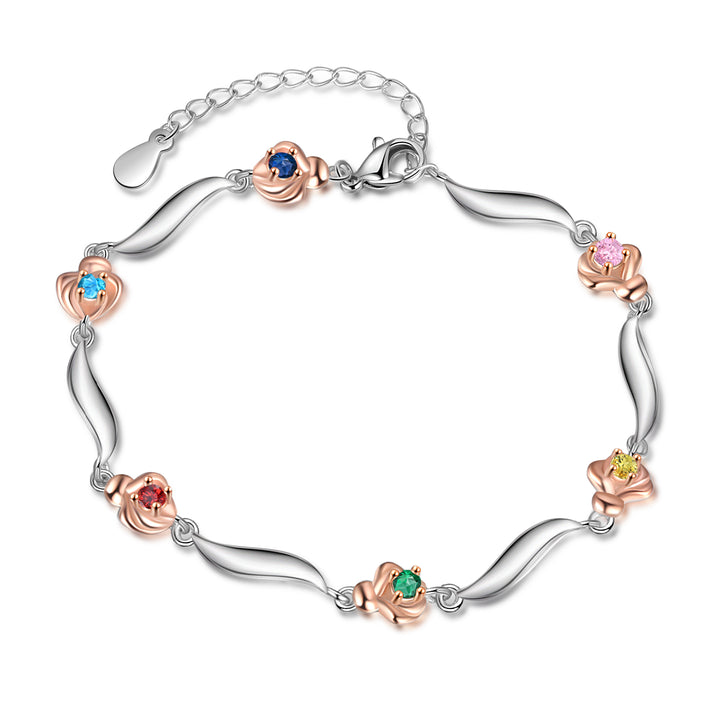 Rhodium Plated Rose Bracelet