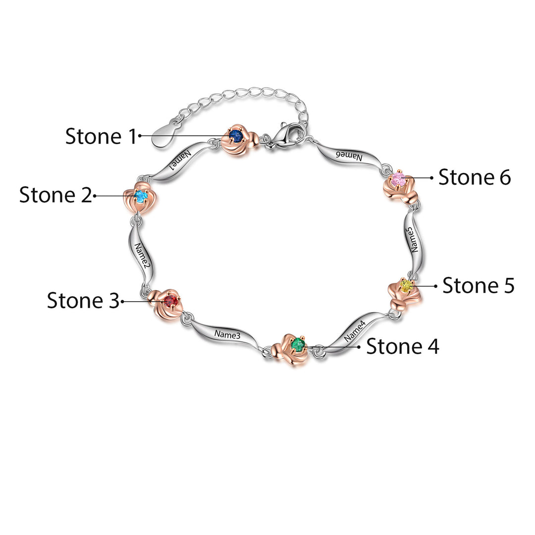 Rhodium Plated Rose Bracelet