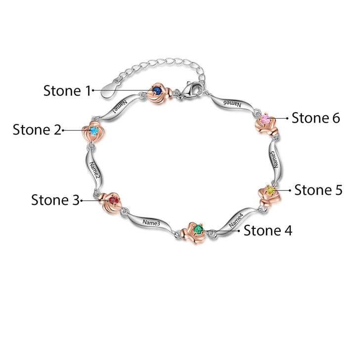 Rhodium Plated Rose Bracelet