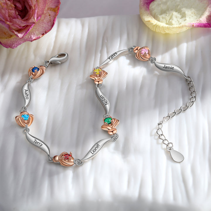 Rhodium Plated Rose Bracelet