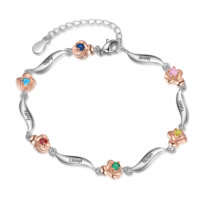 Rhodium Plated Rose Bracelet