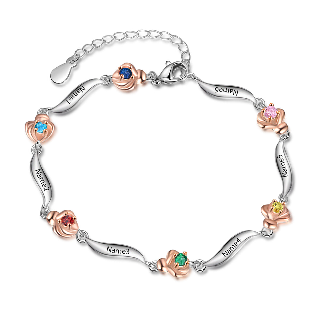 Rhodium Plated Rose Bracelet
