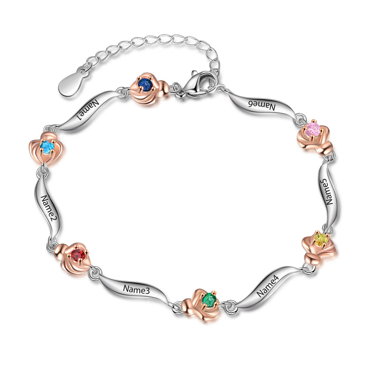 Rhodium Plated Rose Bracelet