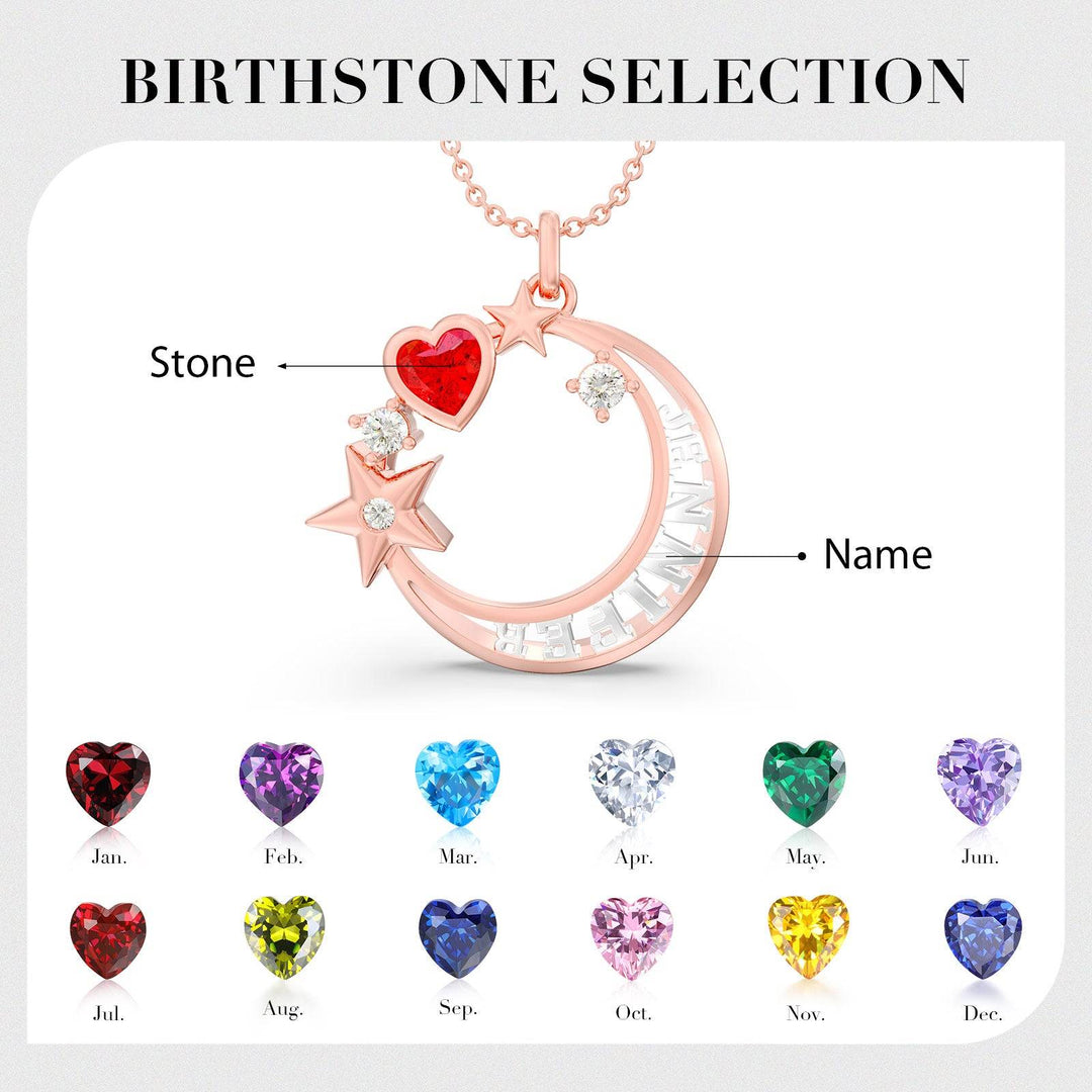 3D Moon and Star Necklace