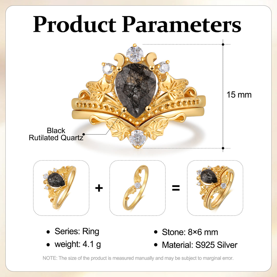 K Gold Black Quartz Ring