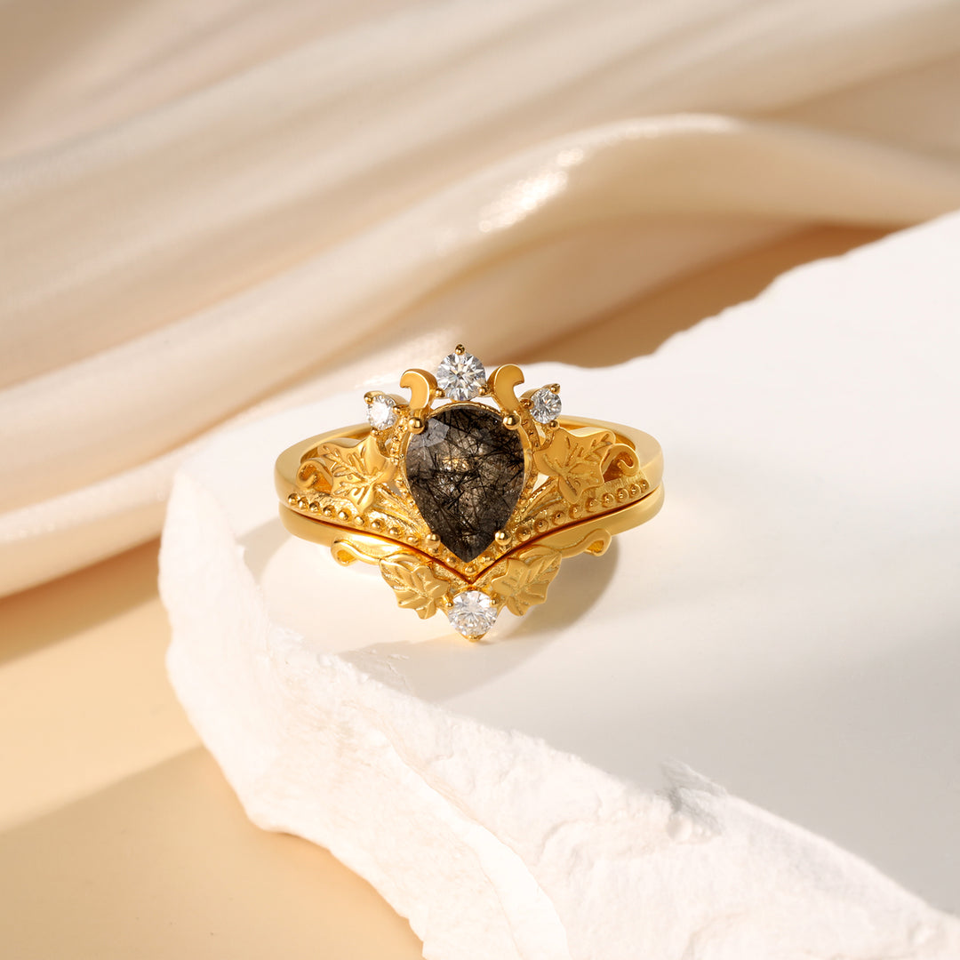 K Gold Black Quartz Ring