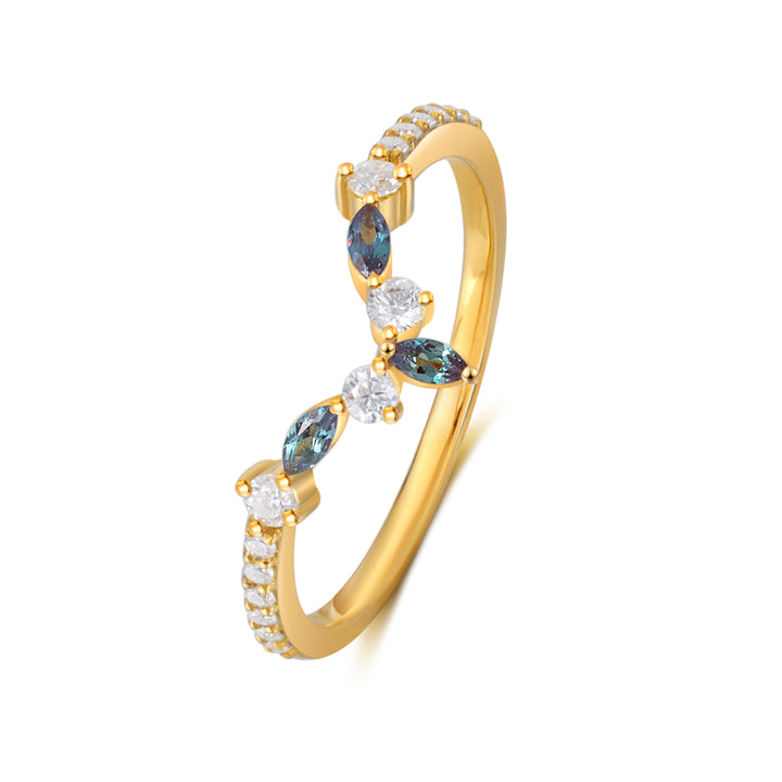 Gold Natural Moss Agate Ring