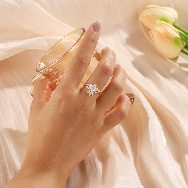 Gold Moonstone Ring