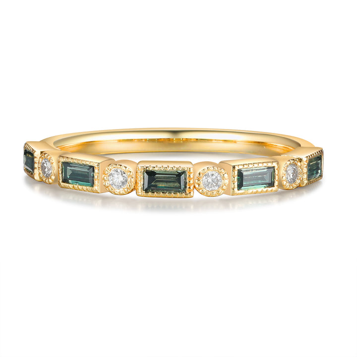 Gold Green Moissanite Ring