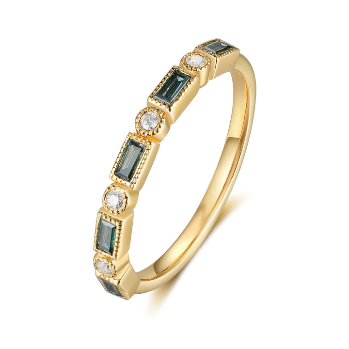 Gold Green Moissanite Ring