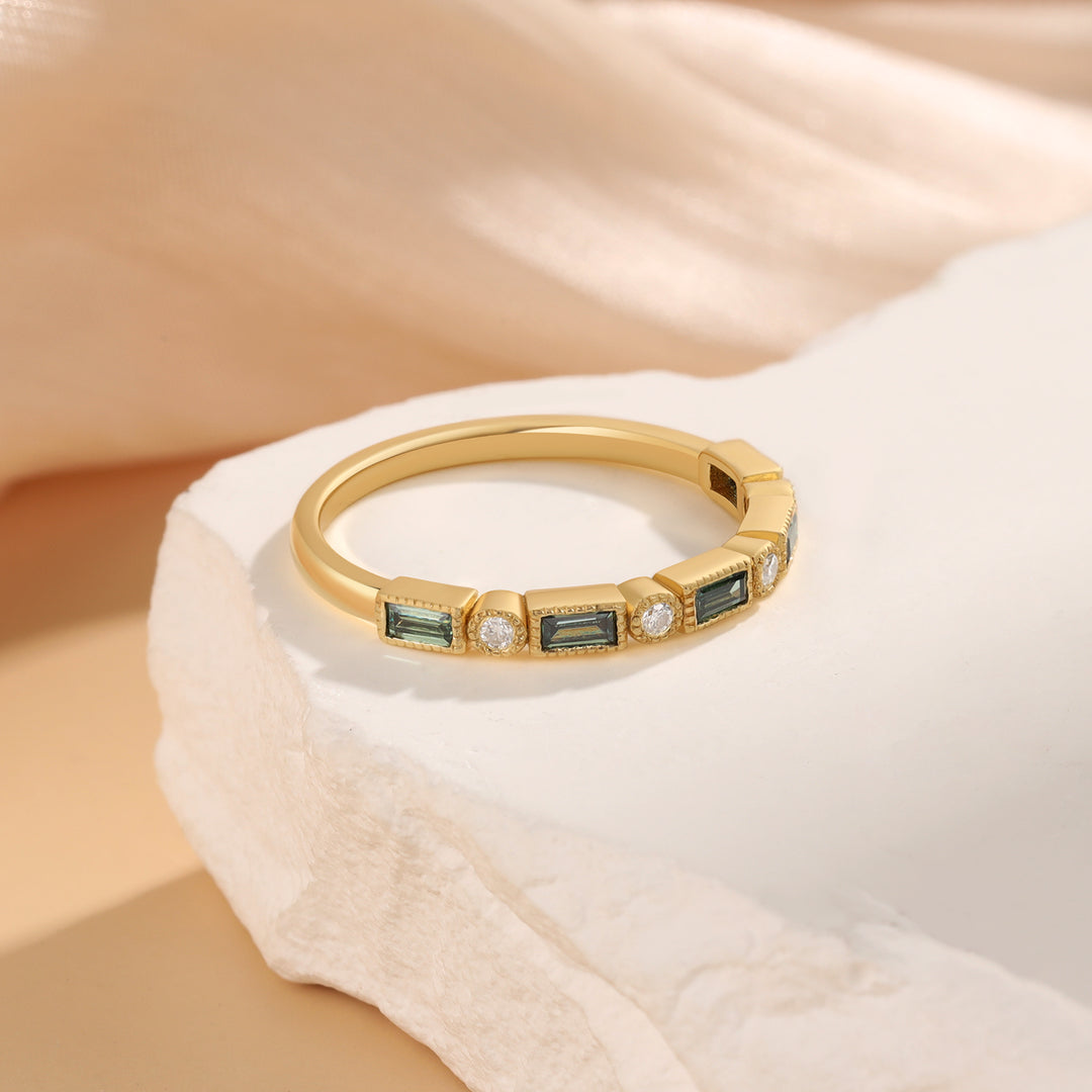 Gold Green Moissanite Ring
