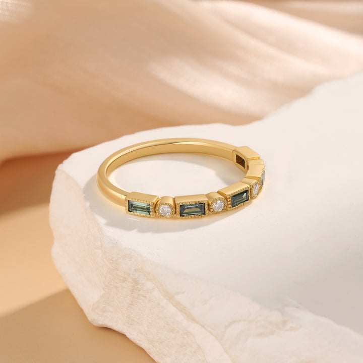 Gold Green Moissanite Ring