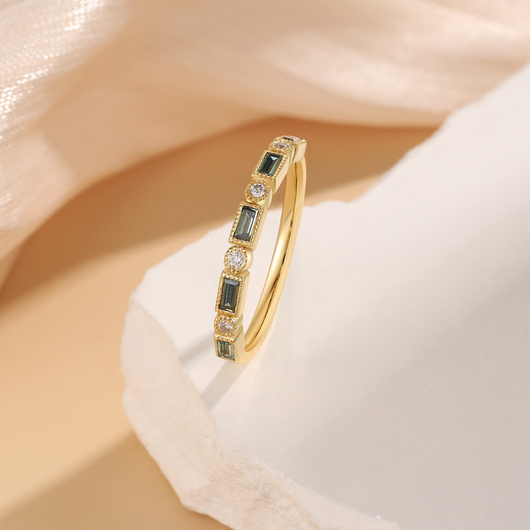 Gold Green Moissanite Ring