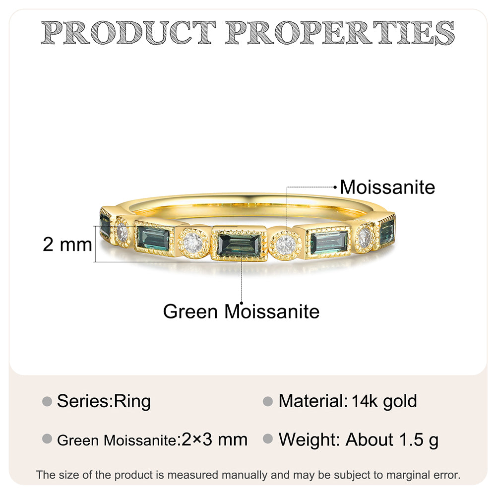 Gold Green Moissanite Ring