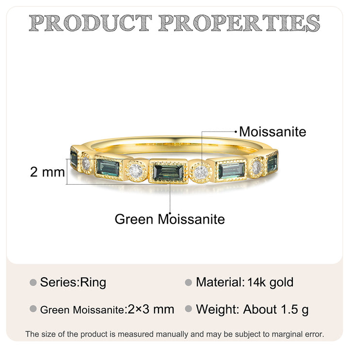 Gold Green Moissanite Ring
