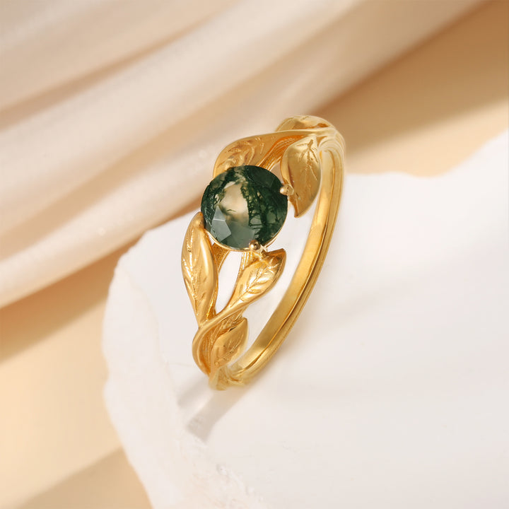 Natural Moss Agate Ring