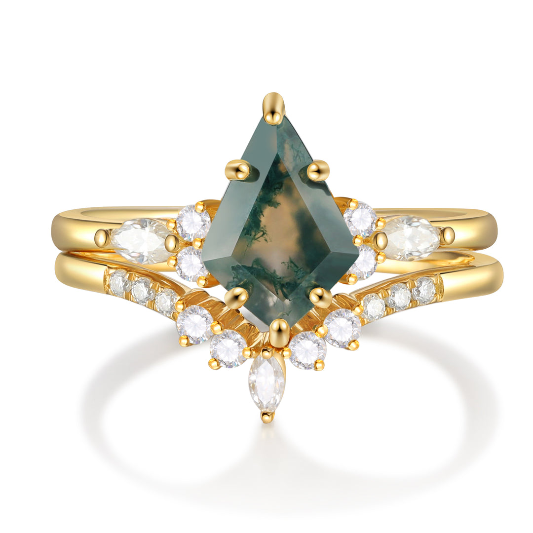 Gold Moss Agate Ring