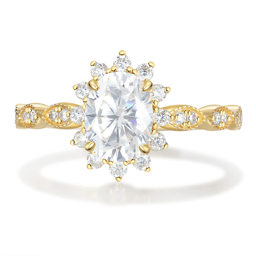 Gold Natural Moissnaite Ring