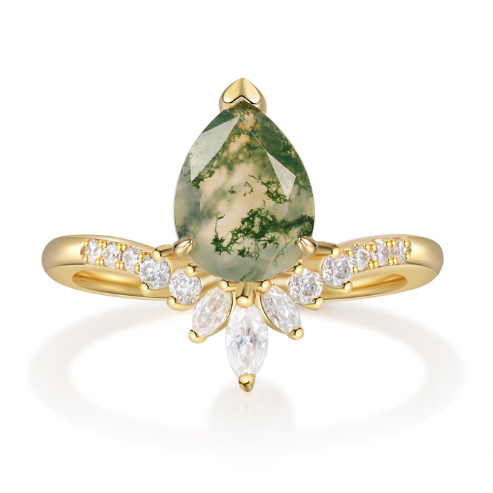 Gold Moss Agate Ring