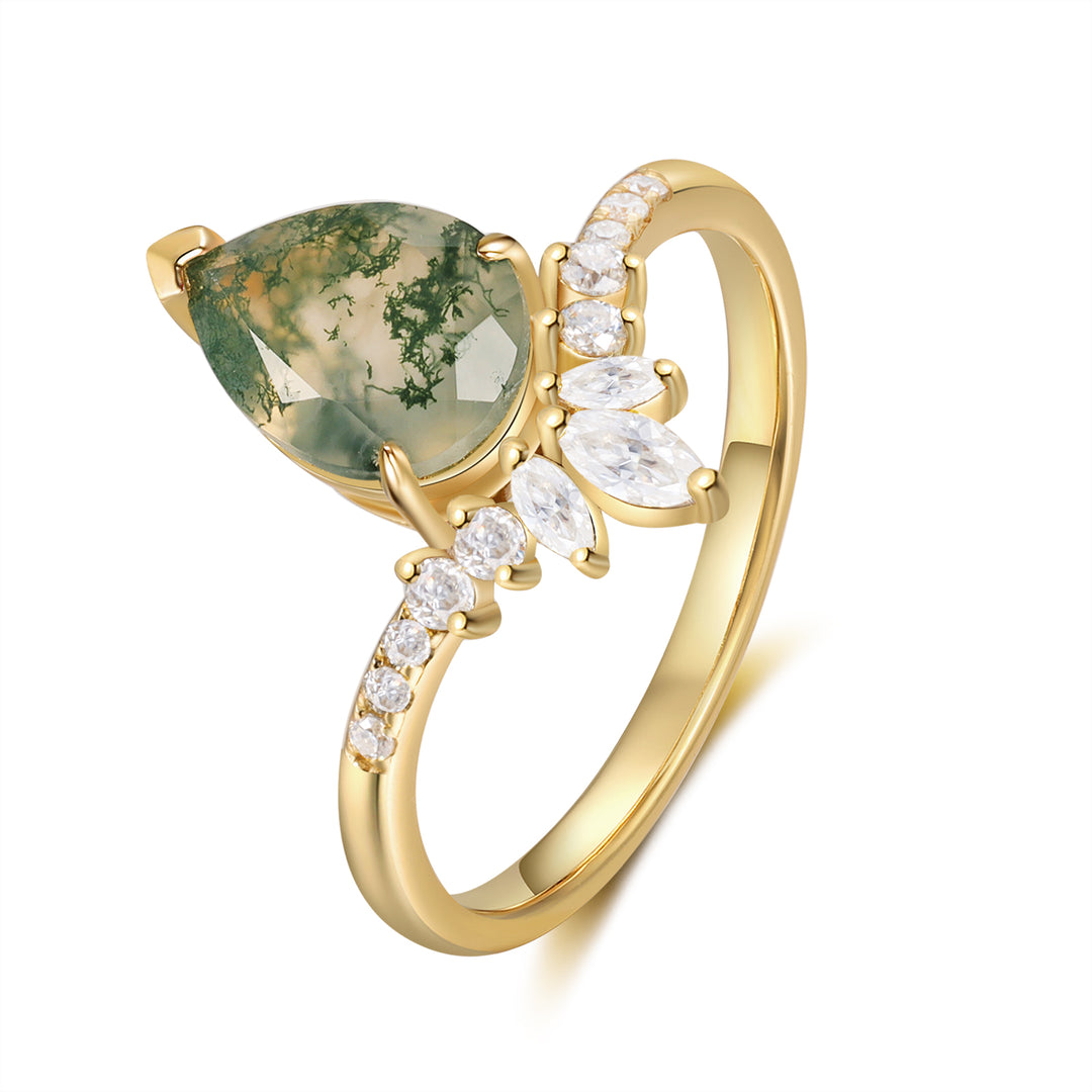 Gold Moss Agate Ring