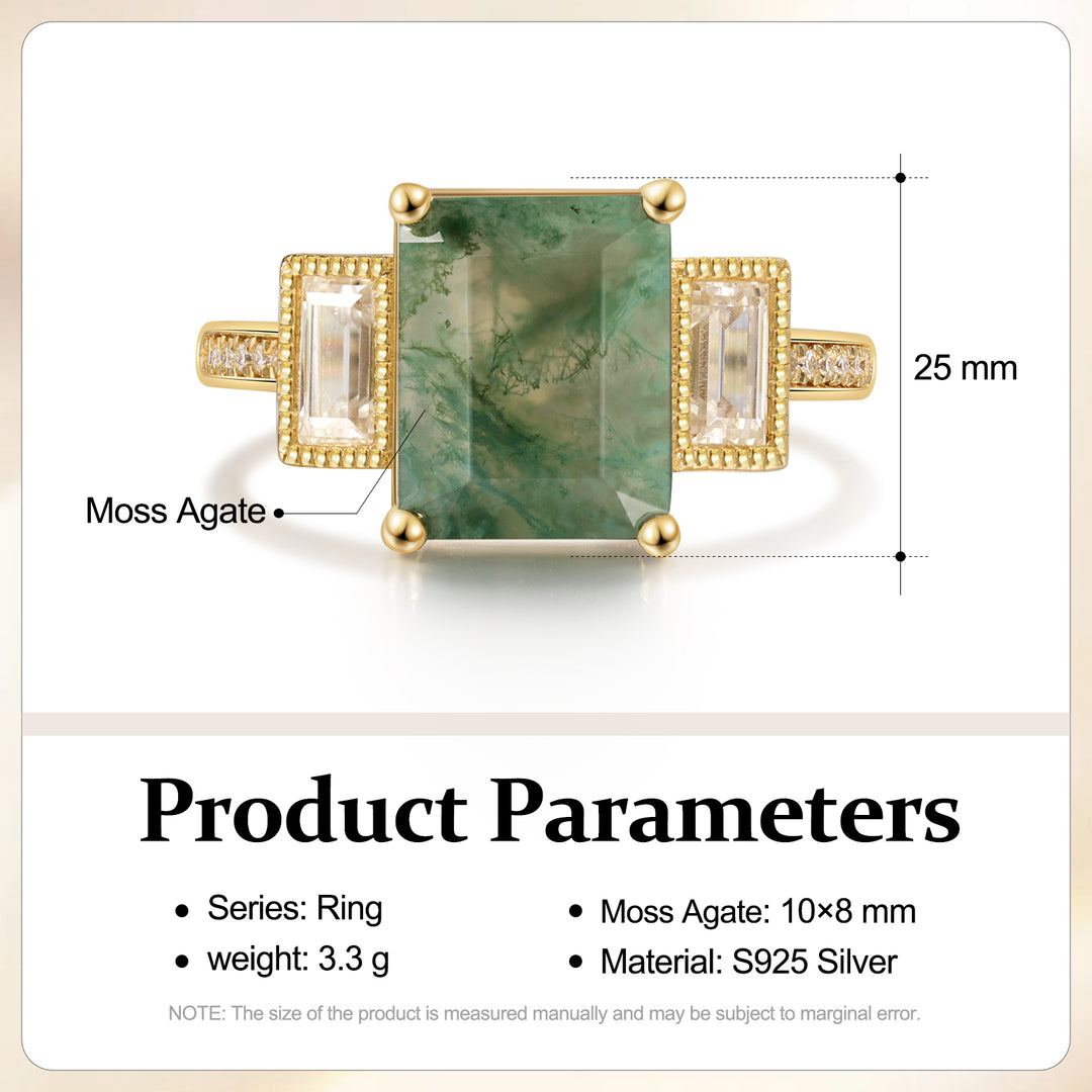 Gold Moss Agate Ring