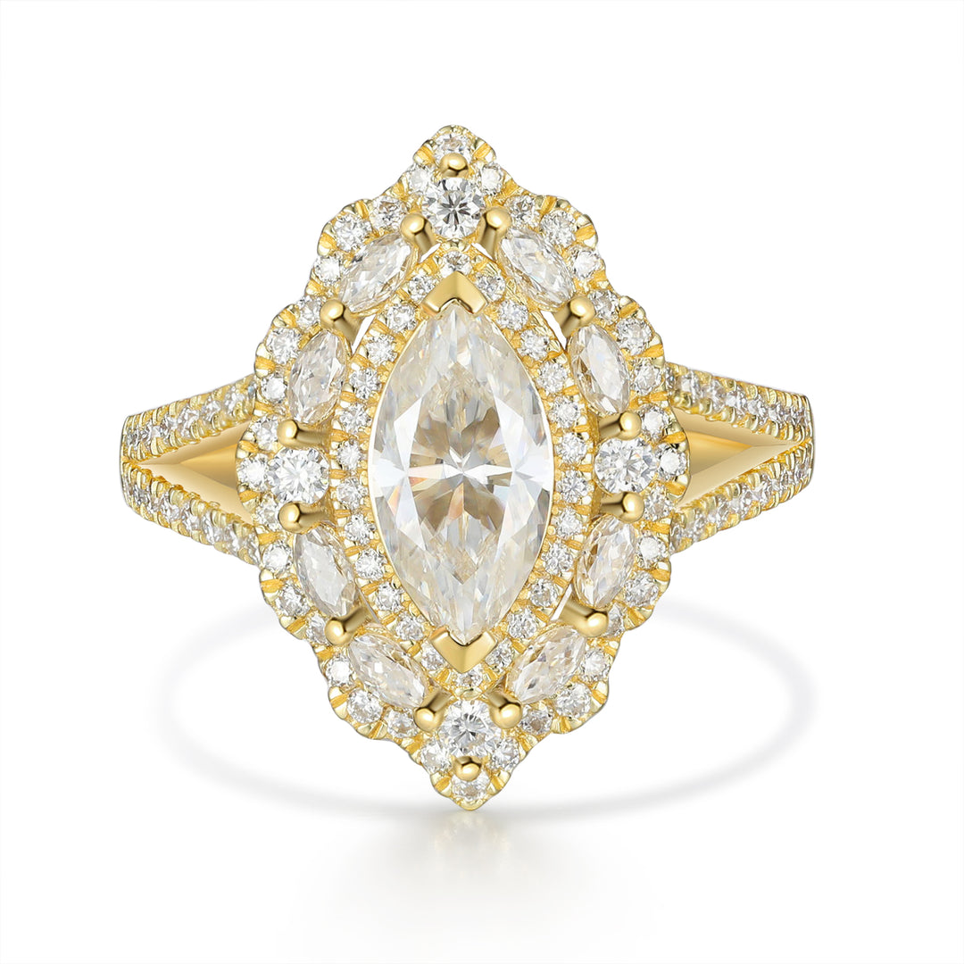 Gold Natural Moissanite Ring